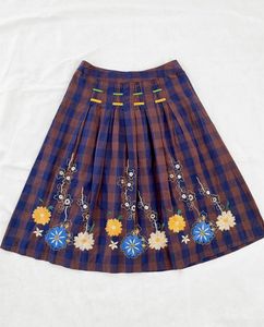 Cottage-core embroidered midi skirt