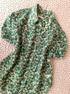 Green Floral Print top for women