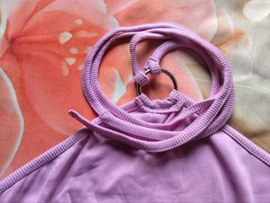 Cute Pink Halter Neck Crop Top