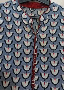 Floral Print Kurta With Stylish Sleeves