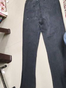 Stylish Black Denim Jeans with Side Slits