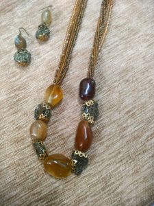 Beaded Necklace and Earring Set
