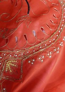 royal rajputi old time .Orange Embroidered Saree