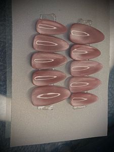 Dusty Rose Velvet Cat Eye Press On Nails