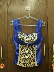 Royal Blue corset Embroidered Blouse