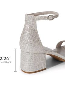 Sparkling Silver Block Heel Sandals