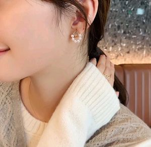Elegant Rose Pearl Hoop Earrings