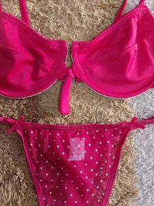 Hot Pink Polka Dot Lingerie Set