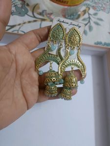 Beautiful Neon golden Party Wear Jhumkas