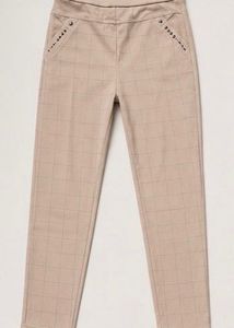 Chic Plaid Trousers with Stud Detail
