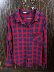 Red & Blue Plaid Button-Up Shirt