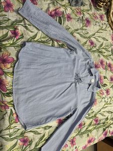 Blue Striped Button-Up Shirt
