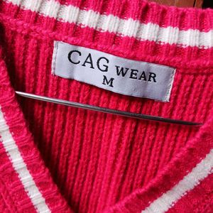 Pinkish red Knit Sweater Vest