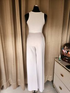 High-Waisted Cream Wide Leg Pants