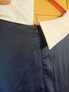 Classic Navy Blue Dress with White Collar