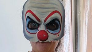 combo of santa cap.and Halloween  mask