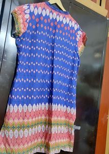 Blue Printed Cotton Kurti For Girl &amp; Woman 42 Bust