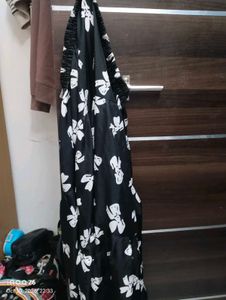 Black White Floral Midi Skirt