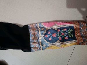 Festive Black Long Flared Kurti Set with Embroider