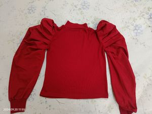 High Neck Maroon Top