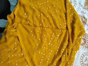 Mustard Mirror Work 3mtr Approx Fabric