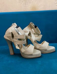 Sparkling Silver Platform Heels