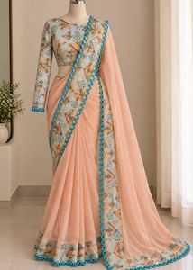 Peach Saree with Trendy Border