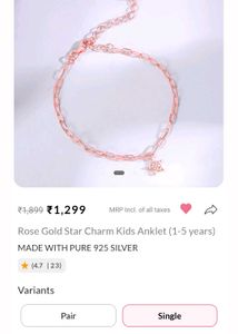 Rose Gold Star Charm Anklet/bracelet (1 piece)