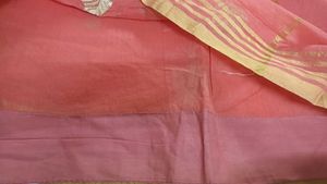 Elegant Pink Saree with Gold Leaf