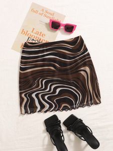 y2k Retro Swirl Print Mini Skirt