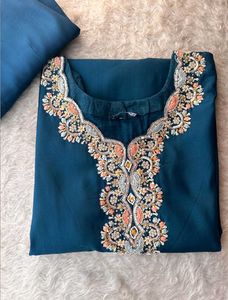 Embroidered Teal Kurta and dupatta