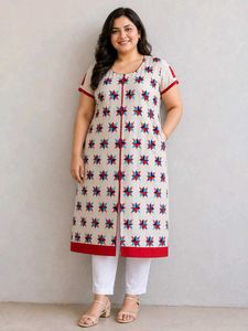 Embroidered Katha Stich Pure cotton Kurta❤️💙