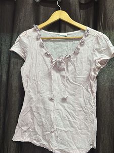 Cute Pink Striped Tie-Up Top