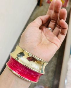 Chic Gold &amp; Pink Statement Cuff Bracelet