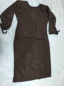 Elegant Brown Kurta with Floral Embroidery