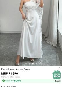 Elegant White Embroidered A-Line Dress