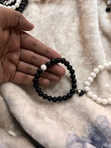 Magnetic matte black and white Couple Bracelets