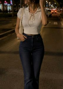 ✨ White  Ribbed Puff Sleeve polo Crop  Top 🎀