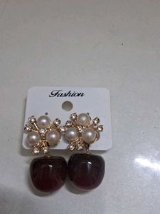 Cute Cherry &amp; Pearl Drop Earrings