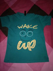 4-6 Years Green Cotton T Shirt For Boys