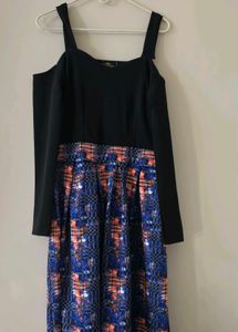 Stylish Black &amp; Printed Midi Dress