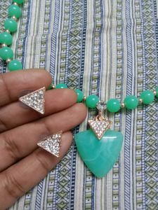 Mint Green Necklace and Earring Set