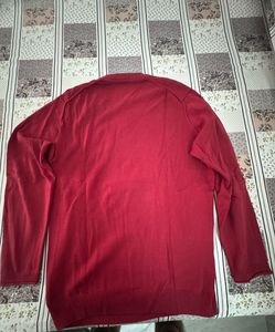 Spykar Men's Red V-Neck Sweater