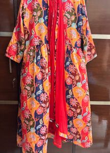 Vibrant Floral Print Kurti Set