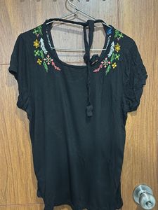 Embroidered Black T-Shirt