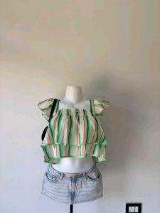 Striped Cropped Off-Shoulder Top