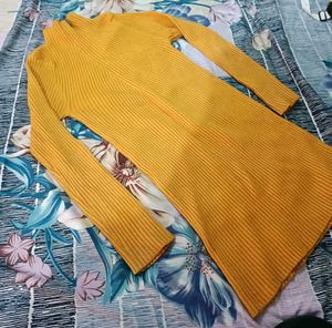 Ribbed Mustard Dress
