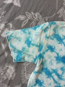 Blue Tie-Dye Cropped T-Shirt