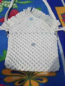 Macrame White Sling Bag