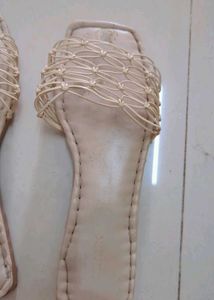 Woven Cream Flat Sandals